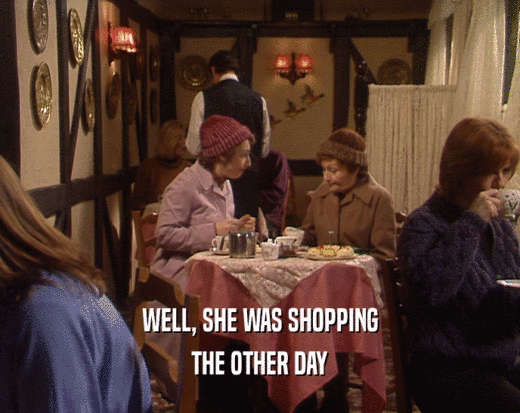 WELL, SHE WAS SHOPPING
 THE OTHER DAY
 