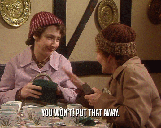 YOU WON'T! PUT THAT AWAY.  