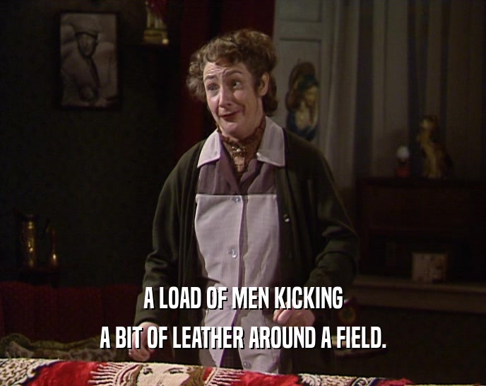 A LOAD OF MEN KICKING A BIT OF LEATHER AROUND A FIELD. 
