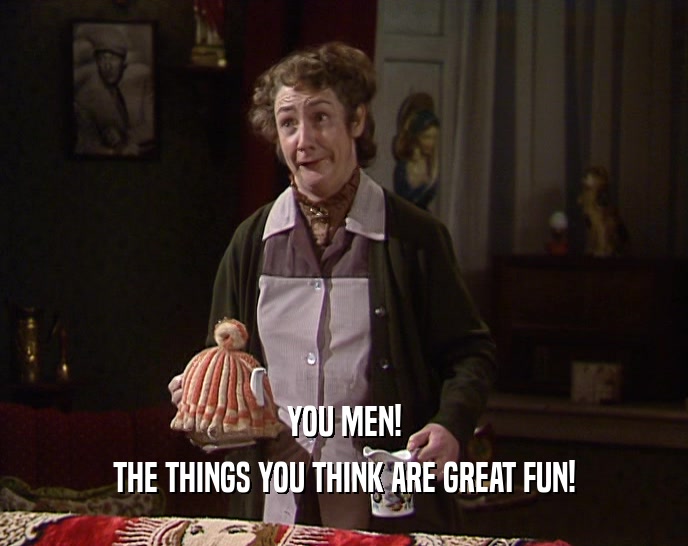 YOU MEN! THE THINGS YOU THINK ARE GREAT FUN! 