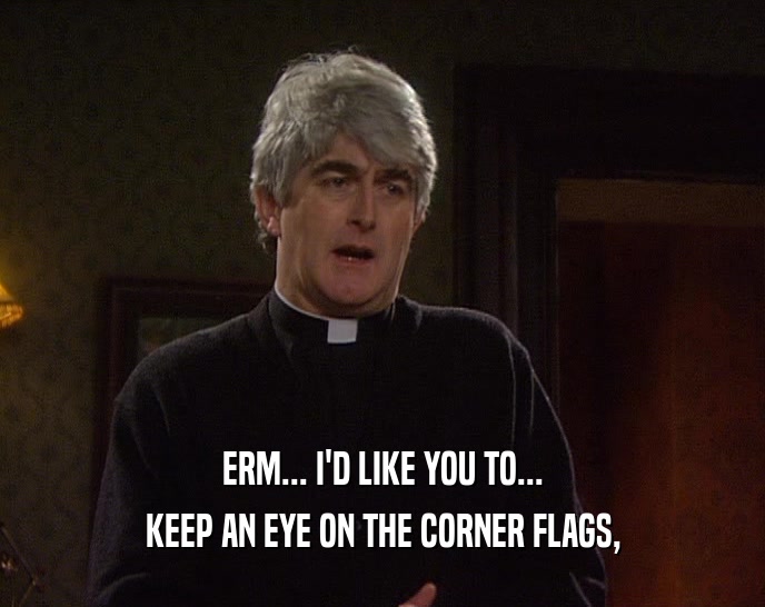 ERM... I'D LIKE YOU TO... KEEP AN EYE ON THE CORNER FLAGS, 