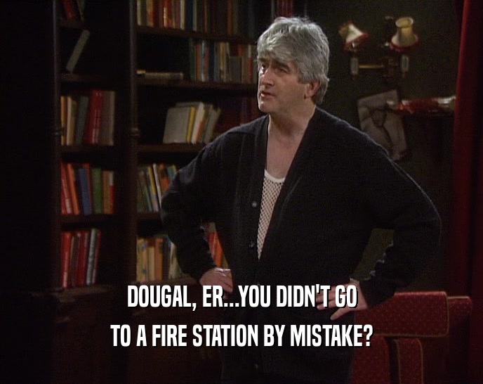 DOUGAL, ER...YOU DIDN'T GO
 TO A FIRE STATION BY MISTAKE?
 
