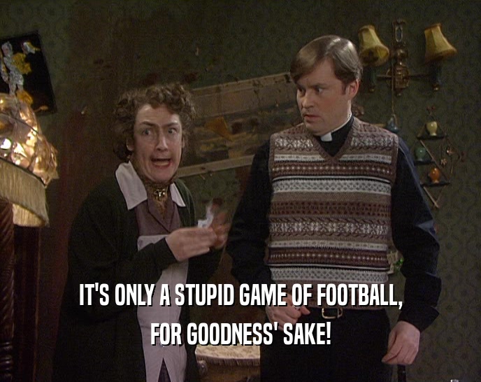 IT'S ONLY A STUPID GAME OF FOOTBALL, FOR GOODNESS' SAKE! 