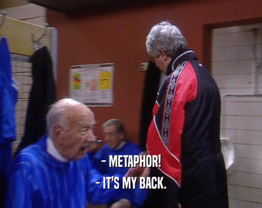 - METAPHOR! - IT'S MY BACK. 