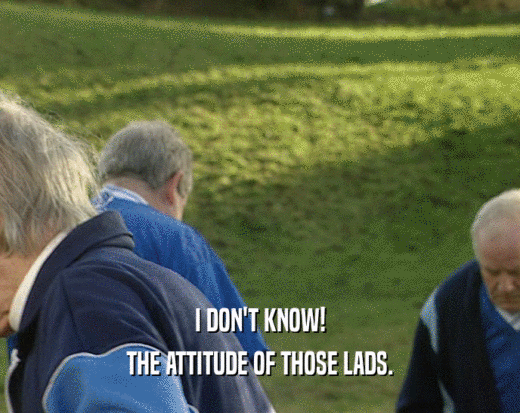 I DON'T KNOW! THE ATTITUDE OF THOSE LADS. 