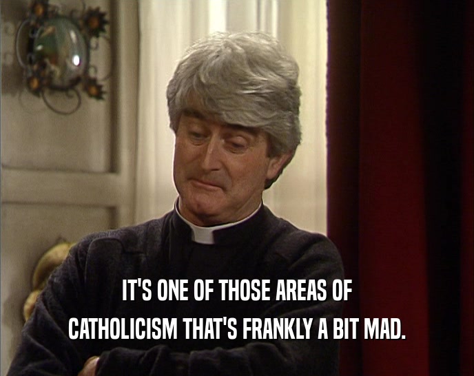IT'S ONE OF THOSE AREAS OF CATHOLICISM THAT'S FRANKLY A BIT MAD. 