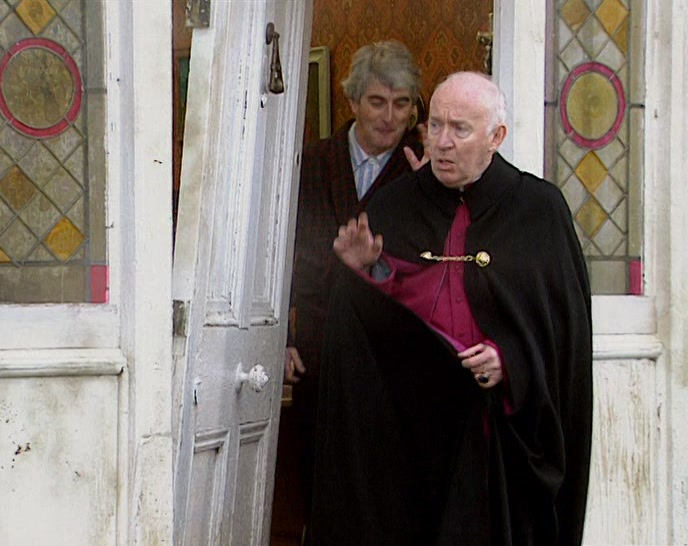 BYE, BISHOP BRENNAN. DON'T WORRY ABOUT THE DOOR. BYE. COME BACK SOON. 