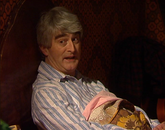 AND HIS PA IS COMING, FATHER JESSUP, THE MOST SARCASTIC PRIEST IN IRELAND. 