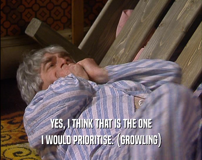 YES, I THINK THAT IS THE ONE I WOULD PRIORITISE. (GROWLING) 