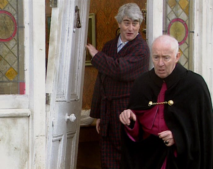 BYE, BISHOP BRENNAN. DON'T WORRY ABOUT THE DOOR. BYE. COME BACK SOON. 