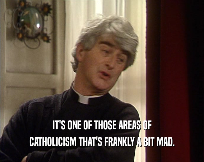 IT'S ONE OF THOSE AREAS OF CATHOLICISM THAT'S FRANKLY A BIT MAD. 