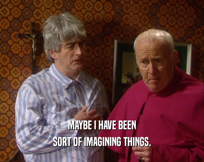MAYBE I HAVE BEEN SORT OF IMAGINING THINGS. 