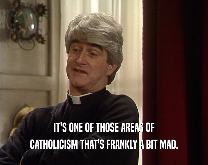 IT'S ONE OF THOSE AREAS OF CATHOLICISM THAT'S FRANKLY A BIT MAD. 