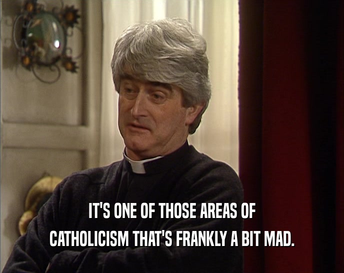 IT'S ONE OF THOSE AREAS OF CATHOLICISM THAT'S FRANKLY A BIT MAD. 