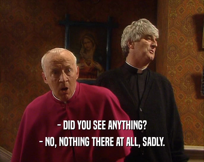 - DID YOU SEE ANYTHING? - NO, NOTHING THERE AT ALL, SADLY. 