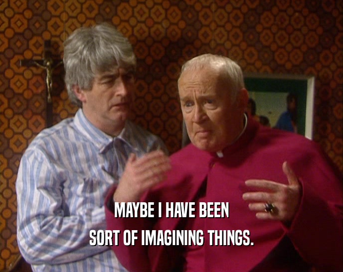 MAYBE I HAVE BEEN SORT OF IMAGINING THINGS. 