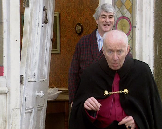 BYE, BISHOP BRENNAN. DON'T WORRY ABOUT THE DOOR. BYE. COME BACK SOON. 