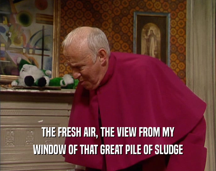 THE FRESH AIR, THE VIEW FROM MY WINDOW OF THAT GREAT PILE OF SLUDGE 