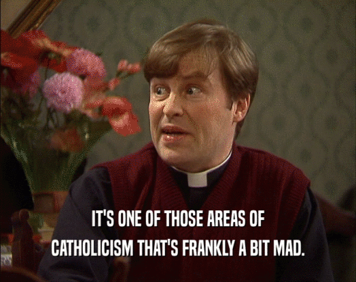 IT'S ONE OF THOSE AREAS OF CATHOLICISM THAT'S FRANKLY A BIT MAD. 