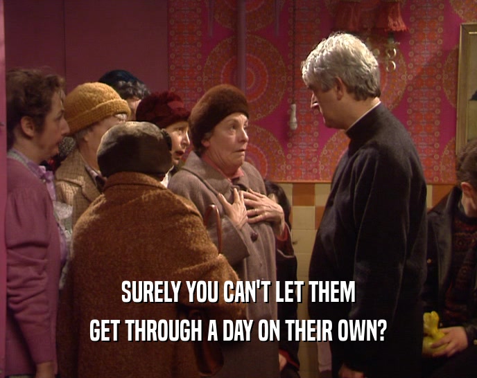 SURELY YOU CAN'T LET THEM GET THROUGH A DAY ON THEIR OWN? 