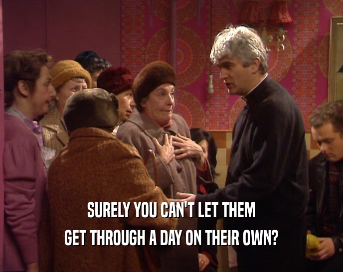 SURELY YOU CAN'T LET THEM GET THROUGH A DAY ON THEIR OWN? 