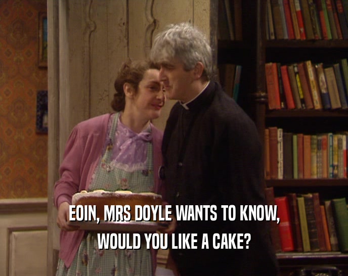 EOIN, MRS DOYLE WANTS TO KNOW, WOULD YOU LIKE A CAKE? 