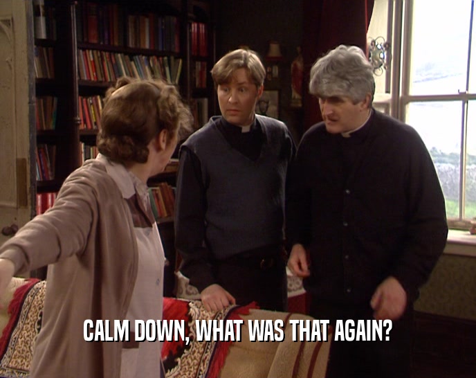 CALM DOWN, WHAT WAS THAT AGAIN?  