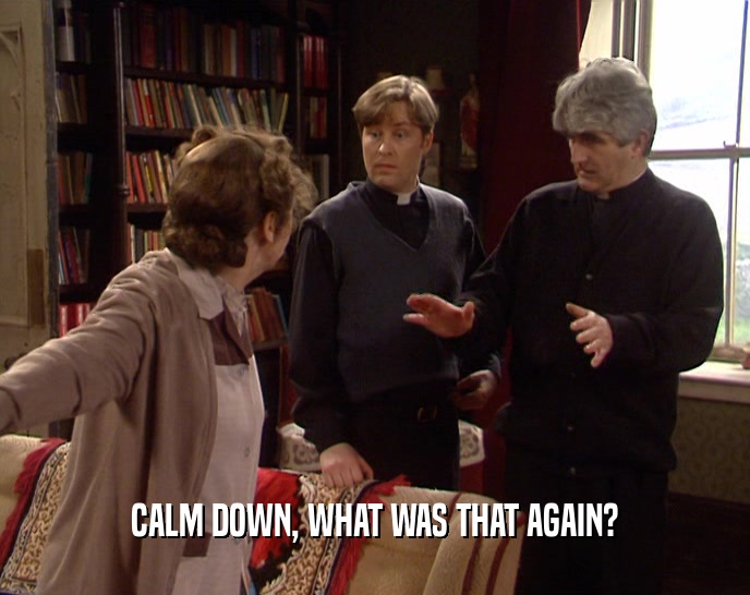 CALM DOWN, WHAT WAS THAT AGAIN?  