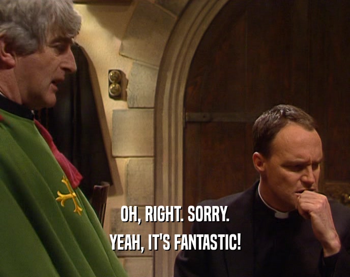 OH, RIGHT. SORRY. YEAH, IT'S FANTASTIC! 