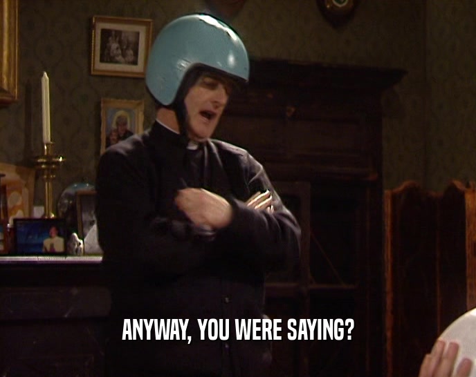 ANYWAY, YOU WERE SAYING?  