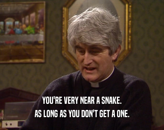 YOU'RE VERY NEAR A SNAKE. AS LONG AS YOU DON'T GET A ONE. 