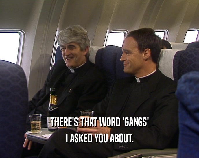 THERE'S THAT WORD 'GANGS' I ASKED YOU ABOUT. 