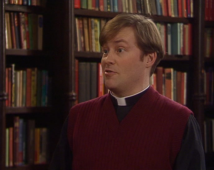 A PRIEST? GREAT. THAT'S MORE OR LESS THE SAME AS WHAT YOU DO HERE. 