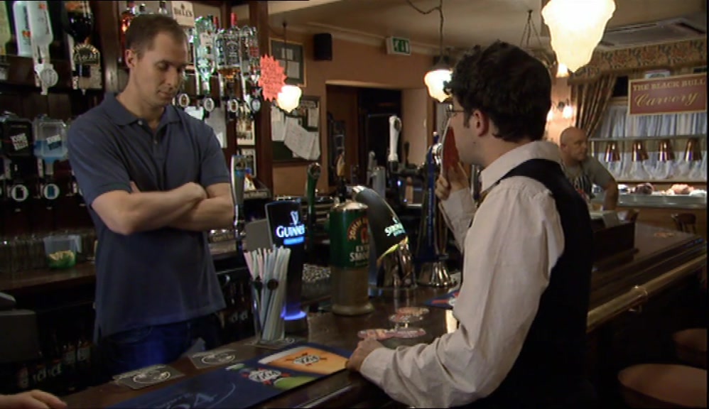 IN A PUB, IF THEY'RE EATING A MEAL.  