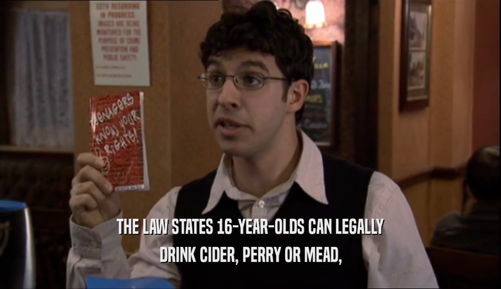 THE LAW STATES 16-YEAR-OLDS CAN LEGALLY DRINK CIDER, PERRY OR MEAD, 