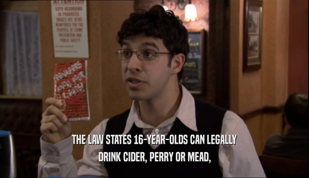 THE LAW STATES 16-YEAR-OLDS CAN LEGALLY DRINK CIDER, PERRY OR MEAD, 