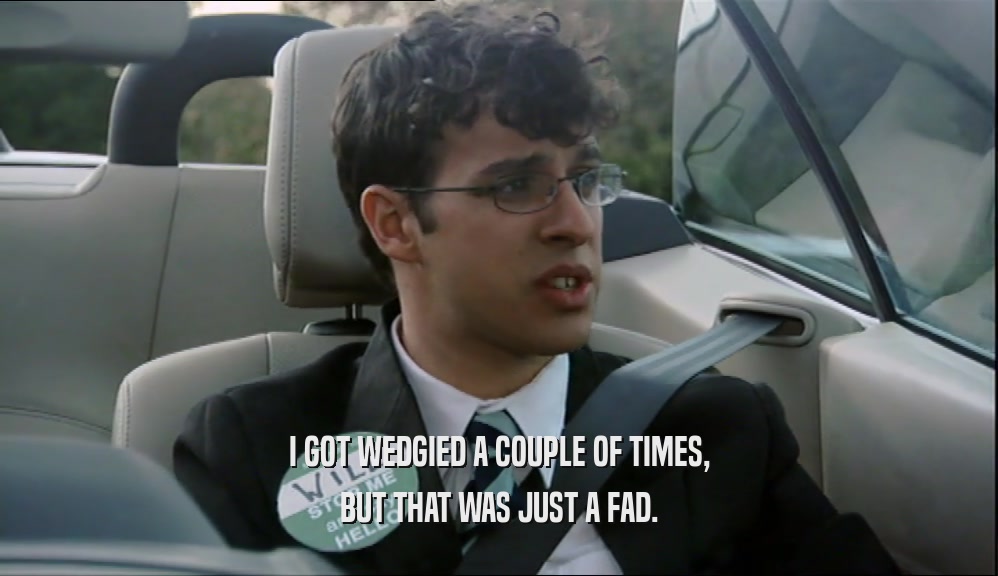 I GOT WEDGIED A COUPLE OF TIMES, BUT THAT WAS JUST A FAD. 