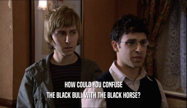 HOW COULD YOU CONFUSE THE BLACK BULL WITH THE BLACK HORSE? 