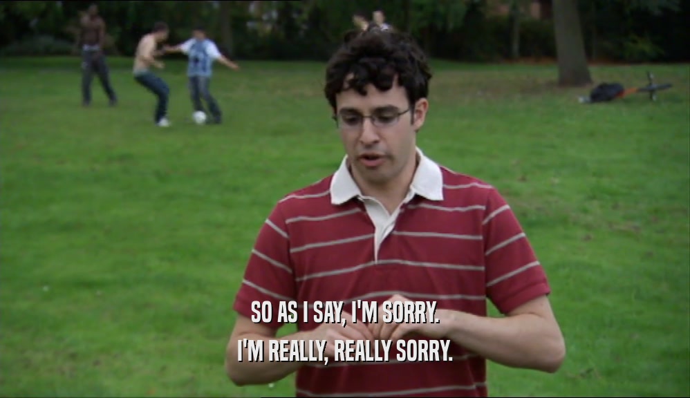 SO AS I SAY, I'M SORRY. I'M REALLY, REALLY SORRY. 