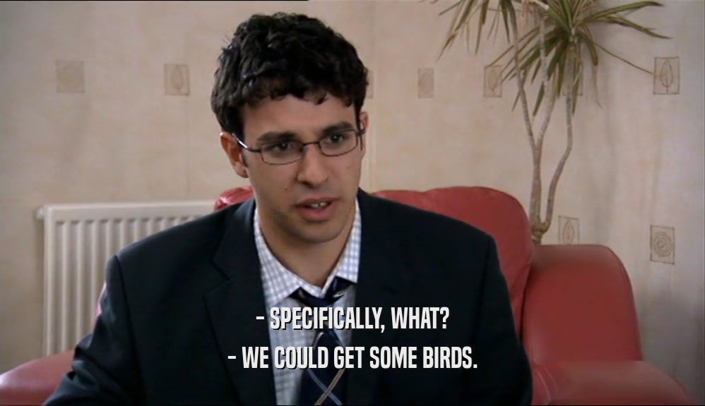 - SPECIFICALLY, WHAT? - WE COULD GET SOME BIRDS. 