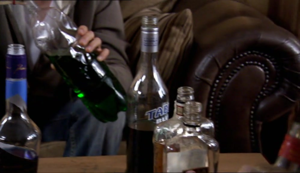 RIGHT, VODKA, WHISKY, AND A LOAD OF CREME DE MENTHE. 