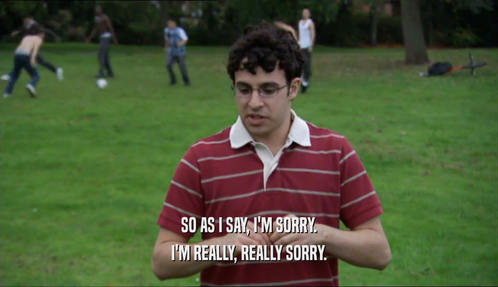 SO AS I SAY, I'M SORRY. I'M REALLY, REALLY SORRY. 