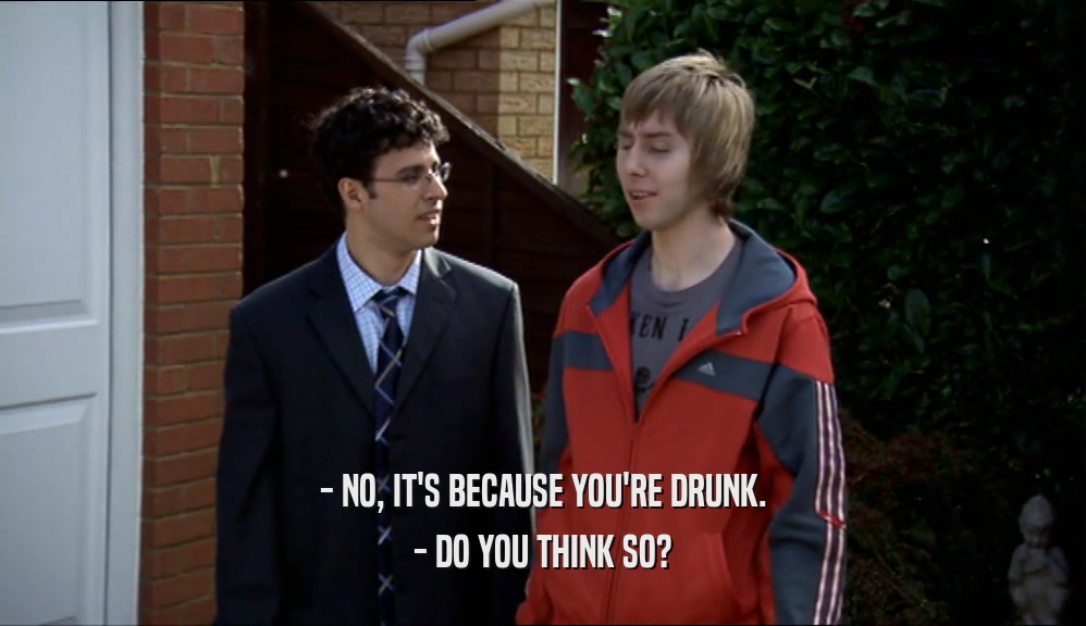 - NO, IT'S BECAUSE YOU'RE DRUNK. - DO YOU THINK SO? 