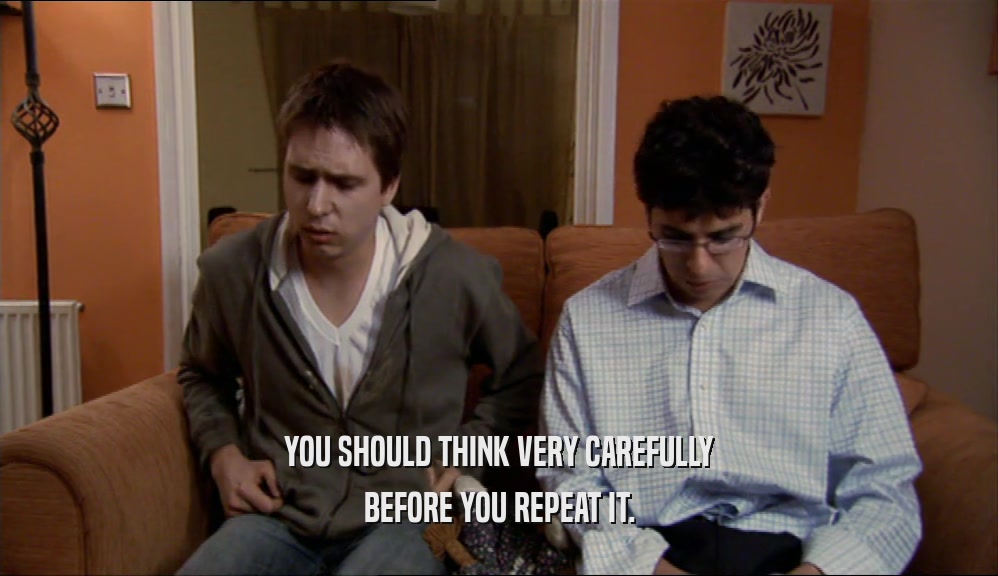 YOU SHOULD THINK VERY CAREFULLY BEFORE YOU REPEAT IT. 