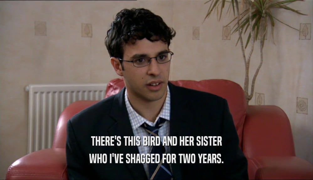 THERE'S THIS BIRD AND HER SISTER WHO I'VE SHAGGED FOR TWO YEARS. 