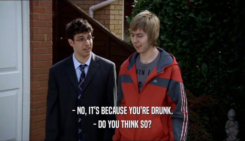 - NO, IT'S BECAUSE YOU'RE DRUNK. - DO YOU THINK SO? 