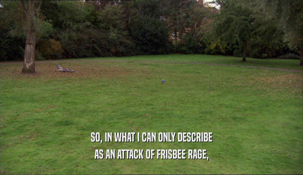 SO, IN WHAT I CAN ONLY DESCRIBE
 AS AN ATTACK OF FRISBEE RAGE,
 