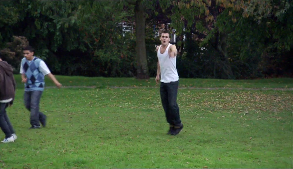 THOSE WANKERS ARE NICKING THAT GIRL'S FRISBEE. 