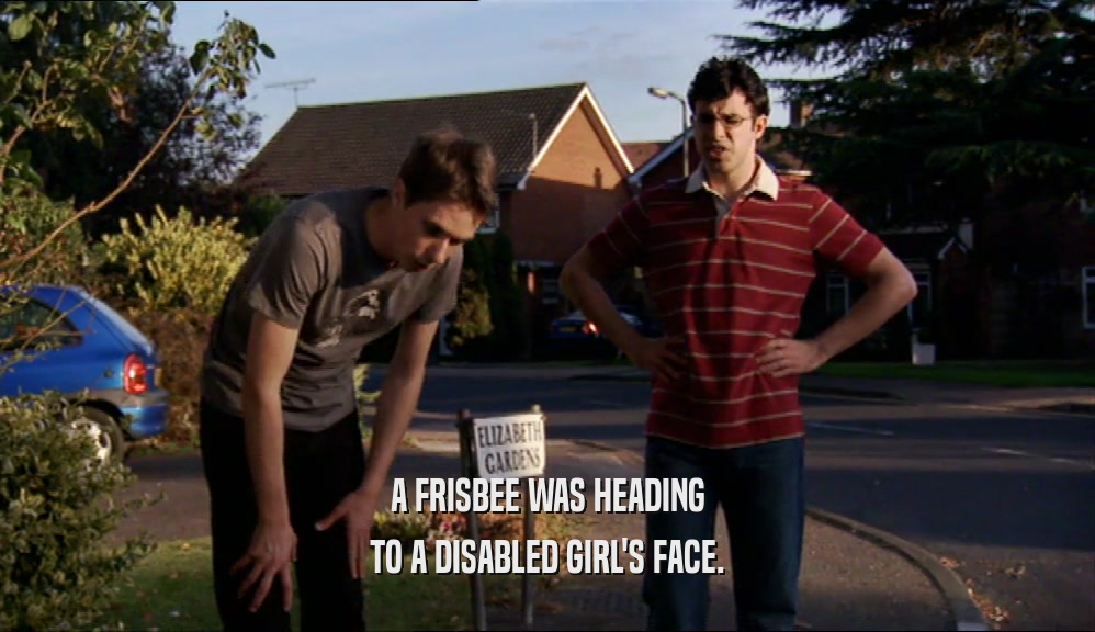 A FRISBEE WAS HEADING TO A DISABLED GIRL'S FACE. 