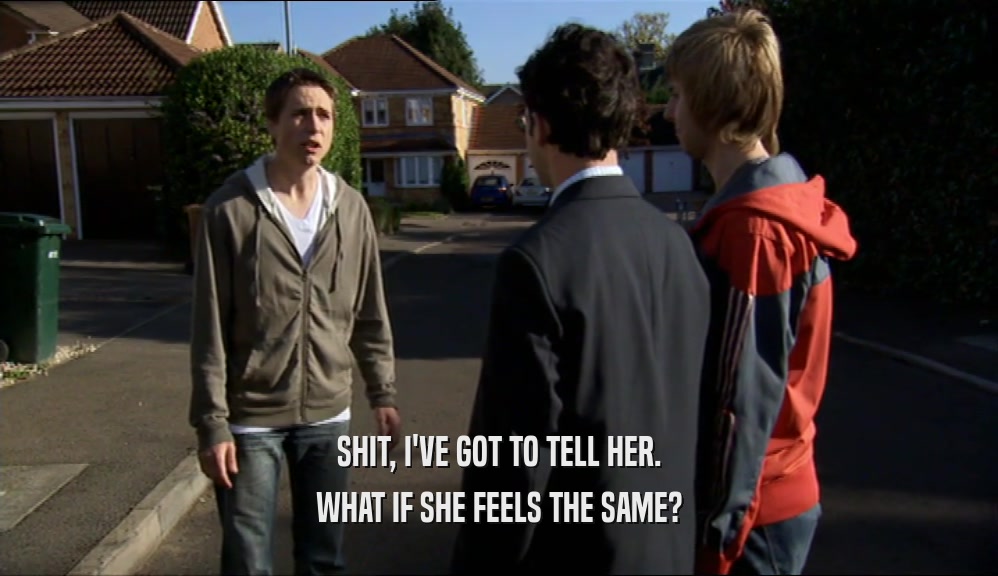 SHIT, I'VE GOT TO TELL HER. WHAT IF SHE FEELS THE SAME? 